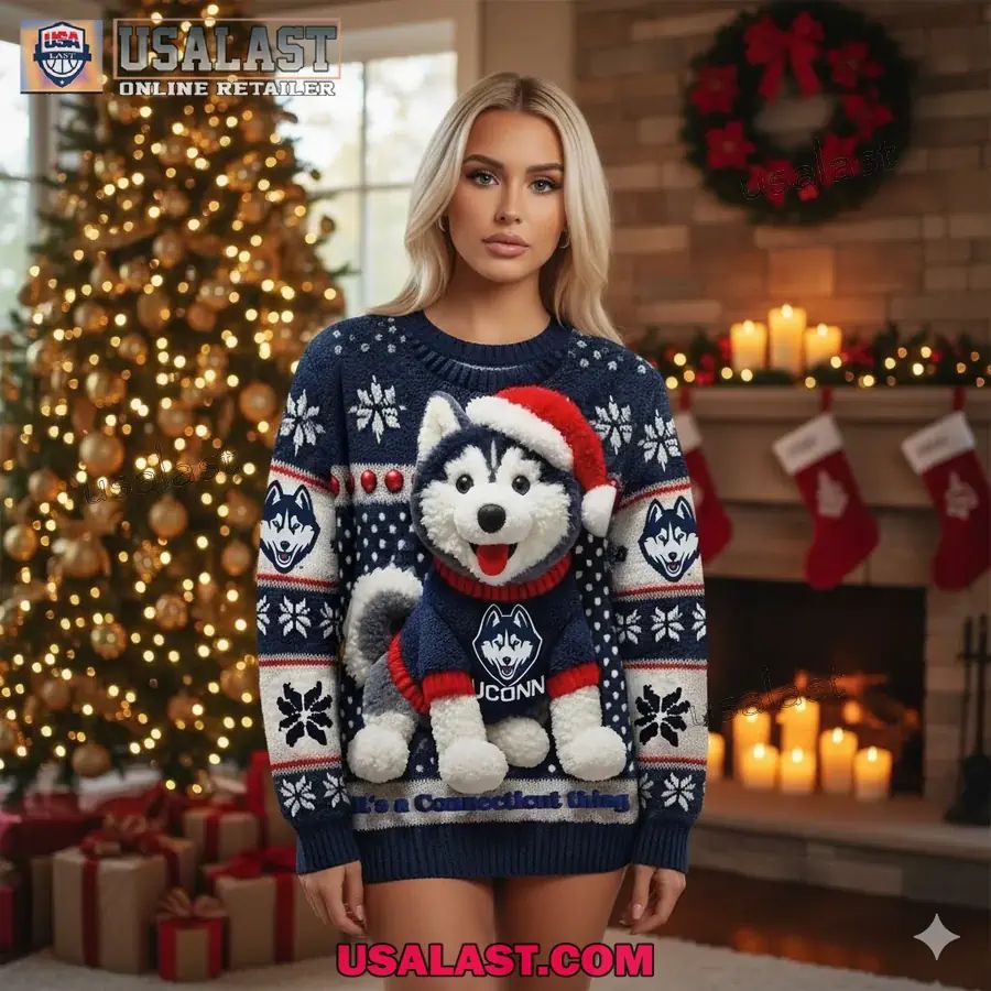UConn Huskies Ugly Christmas Jumper - Adult & Kids T-Shirts, Sweatshirts & Hoodies apparel design preview 1