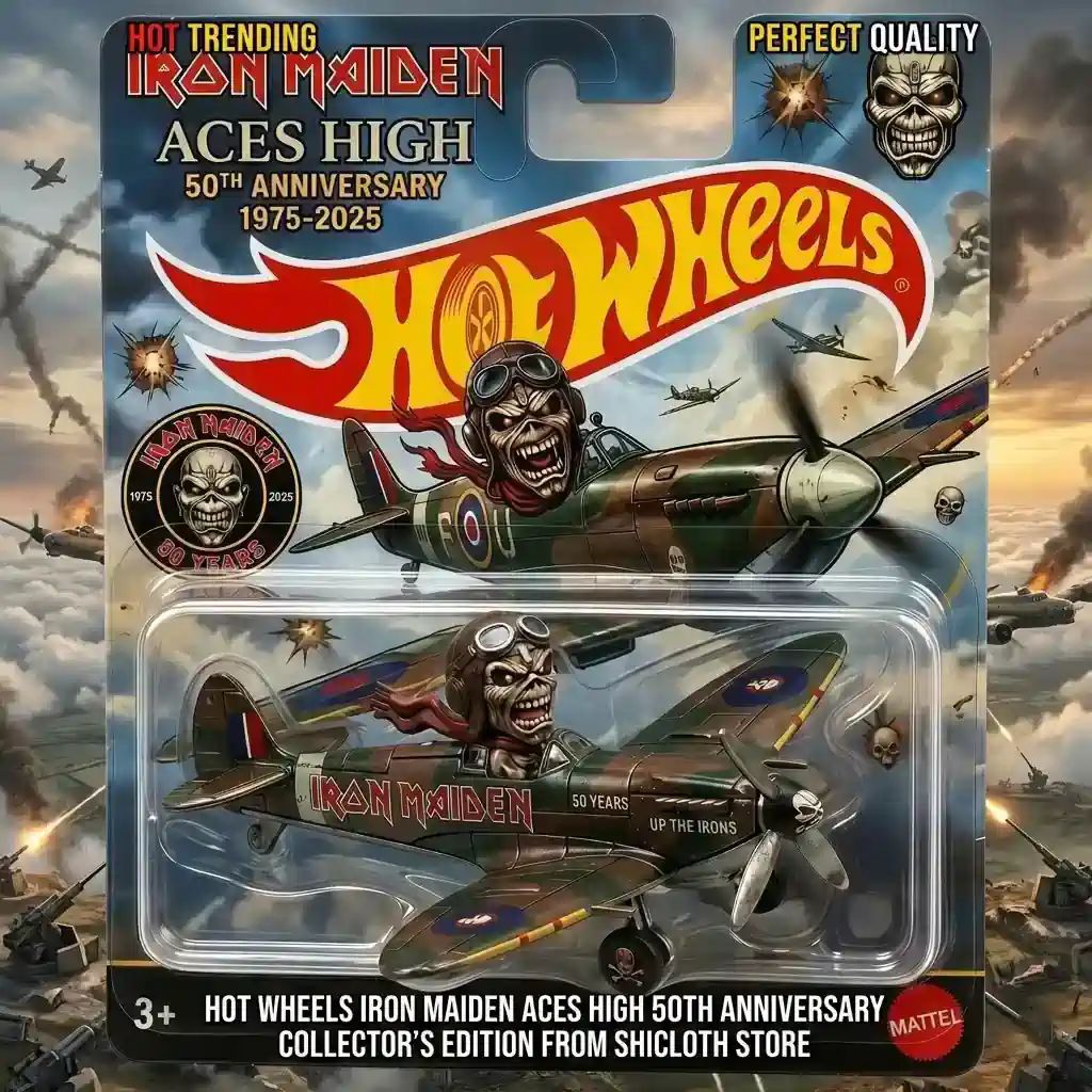 Wheels Iron Maiden Aces High 50th Anniversary - Adult & Kids T-Shirts, Sweatshirts & Hoodies apparel design preview 1