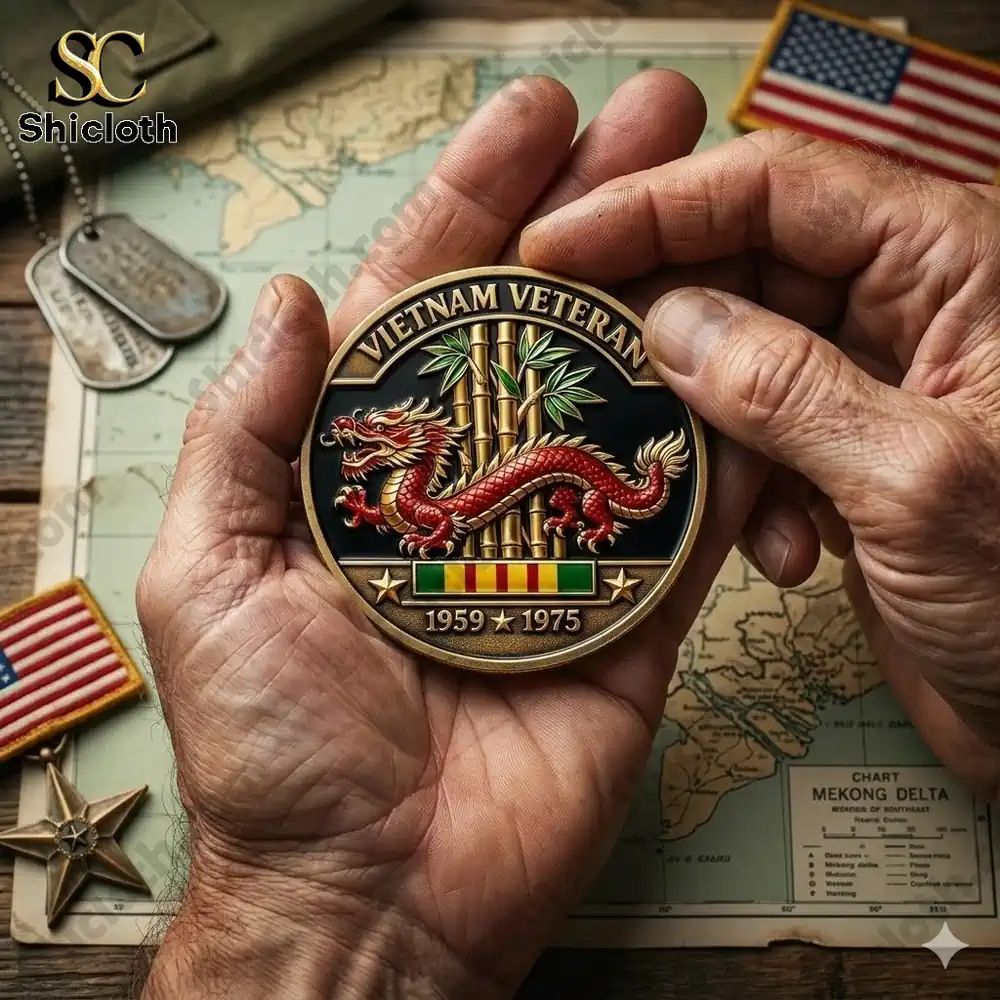 Veteran Service Vietnam 1959-1975 Coin - Adult & Kids T-Shirts, Sweatshirts & Hoodies apparel design preview 1