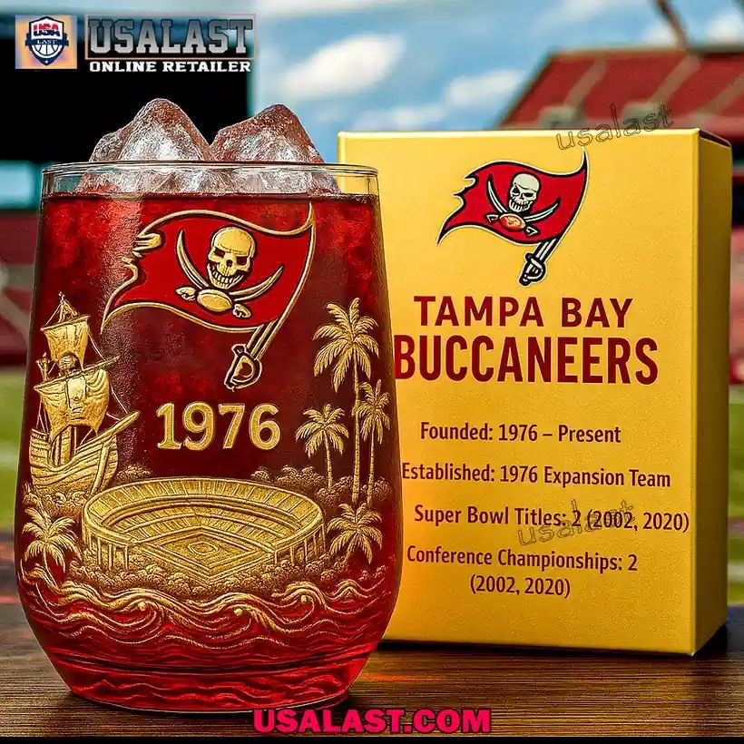 Tampa Bay Buccaneers 50th Anniversary Wine Glass - Adult & Kids T-Shirts, Sweatshirts & Hoodies apparel design preview 1