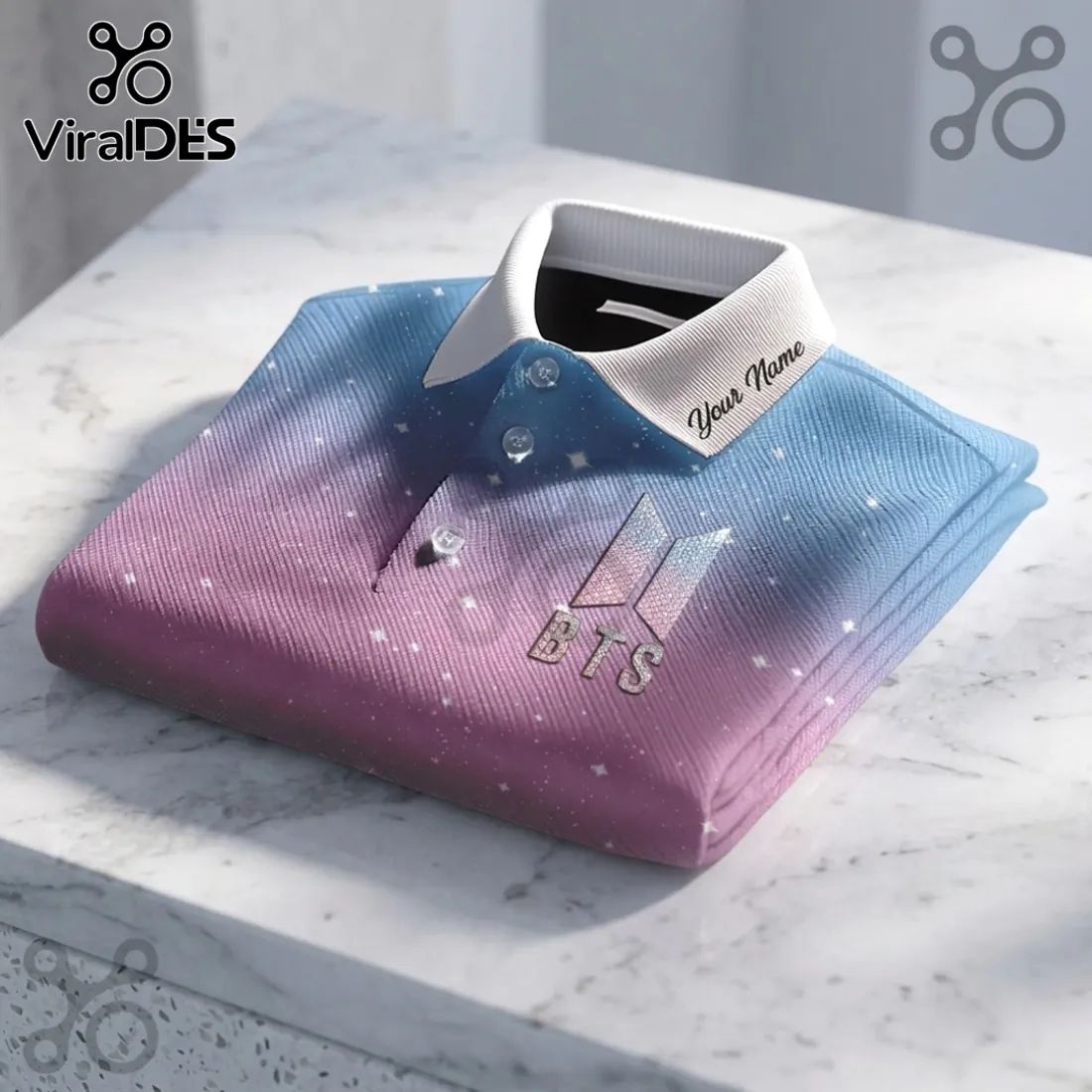 BTS Gradient Galaxy Custom Name Polo - Adult & Kids T-Shirts, Sweatshirts & Hoodies apparel design preview 1