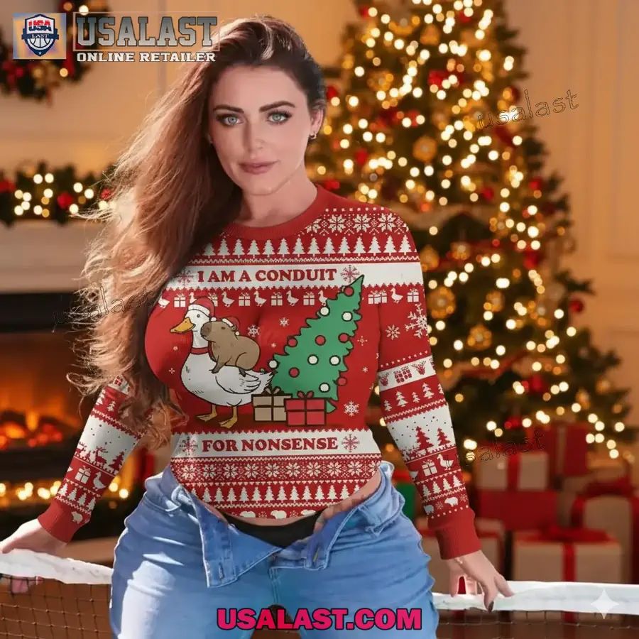 I Am A Conduit For Nonsense Ugly Christmas Sweater - Adult & Kids T-Shirts, Sweatshirts & Hoodies apparel design preview 1