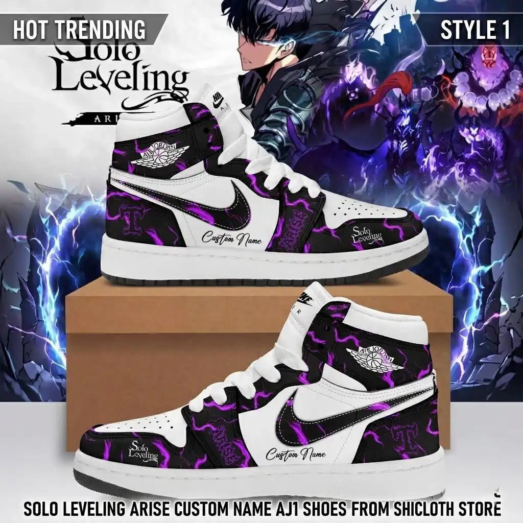 Solo Leveling Arise Custom Name AJ1 Shoes - Adult & Kids T-Shirts, Sweatshirts & Hoodies apparel design preview 1