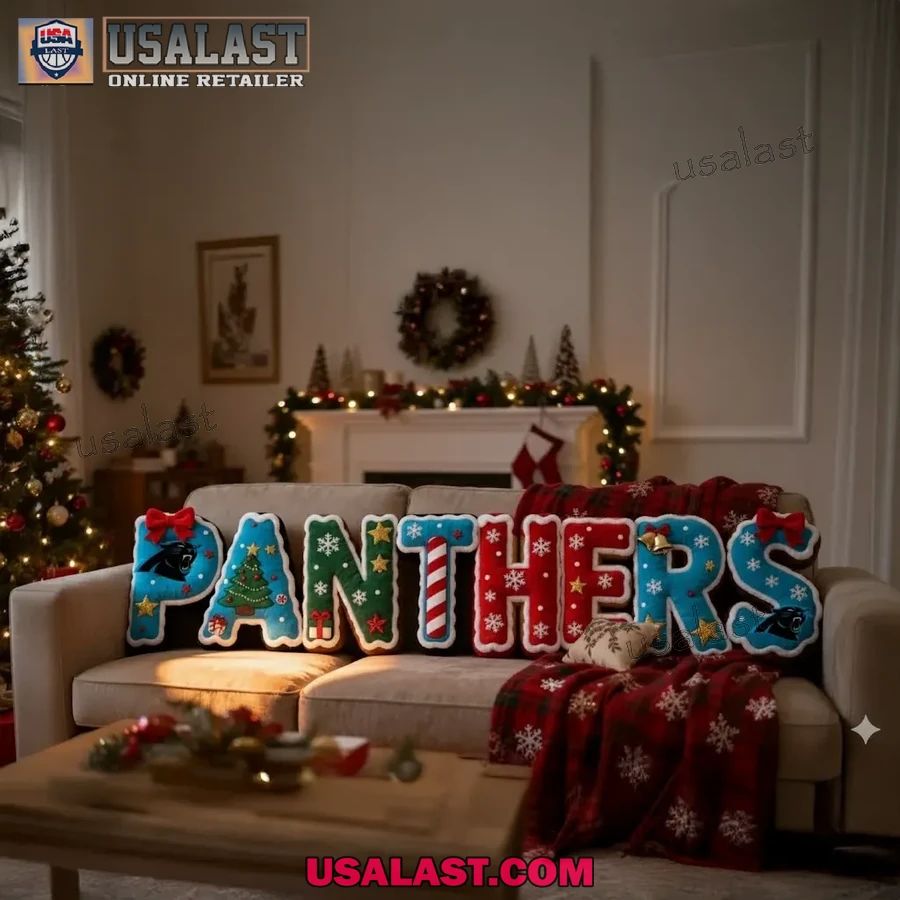 Carolina Panthers Christmas Plush Pillow - Adult & Kids T-Shirts, Sweatshirts & Hoodies apparel design preview 1