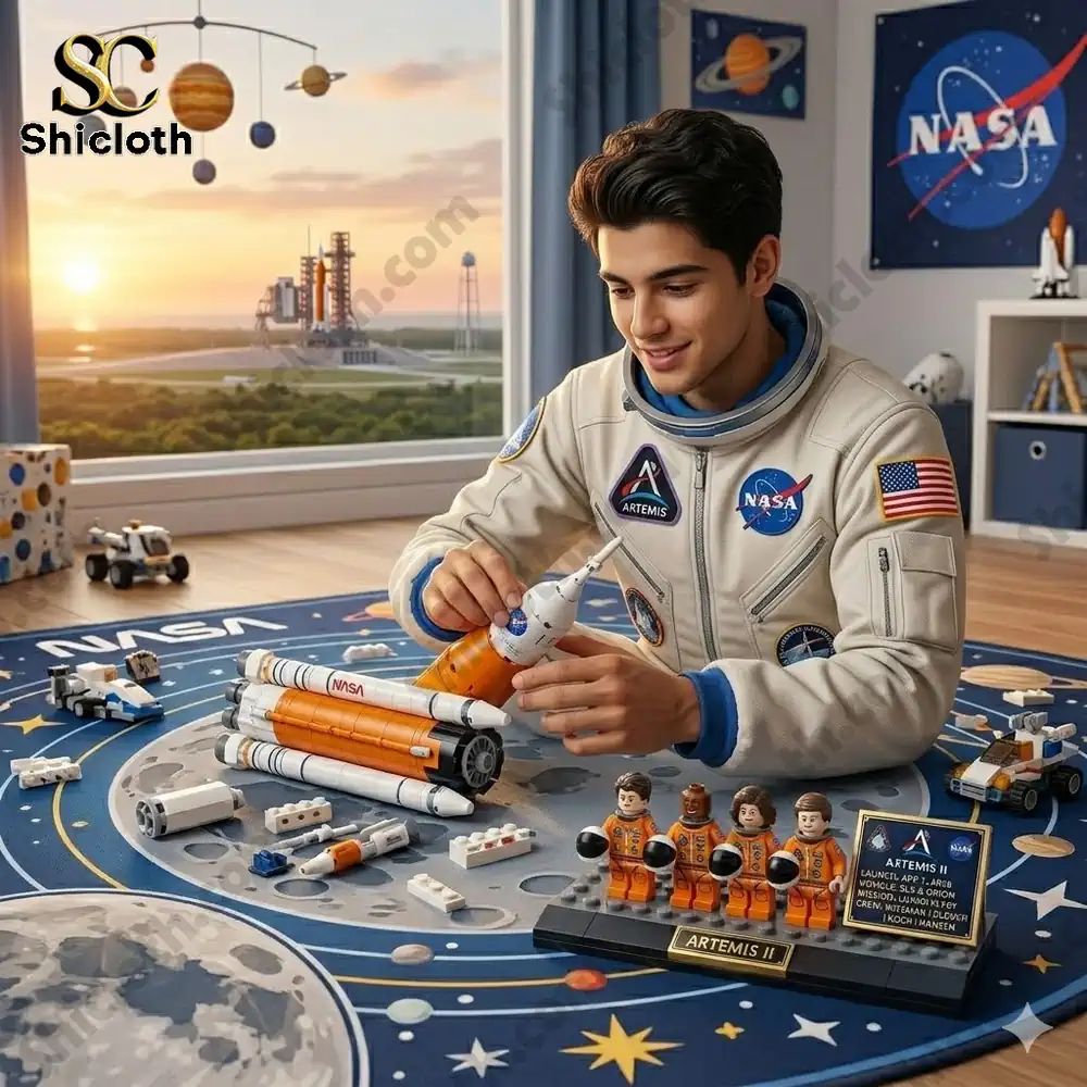 NASA Artemis II Building Brick Set - Adult & Kids T-Shirts, Sweatshirts & Hoodies apparel design preview 1