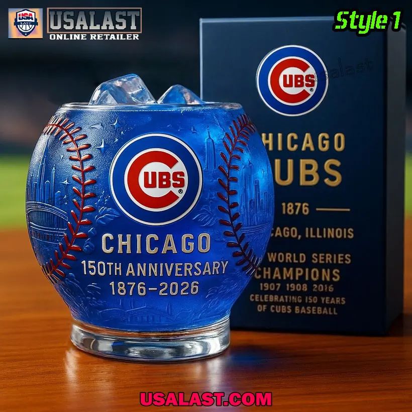Chicago Cubs 150th Anniversary Wine Glass - Adult & Kids T-Shirts, Sweatshirts & Hoodies apparel design preview 1