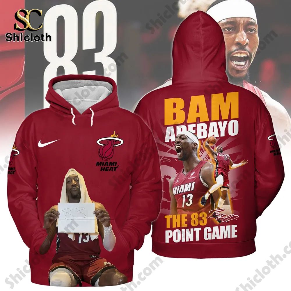 Miami Heat Bam Adebayo The 83 Point Game 2026 - Adult & Kids T-Shirts, Sweatshirts & Hoodies apparel design preview 1