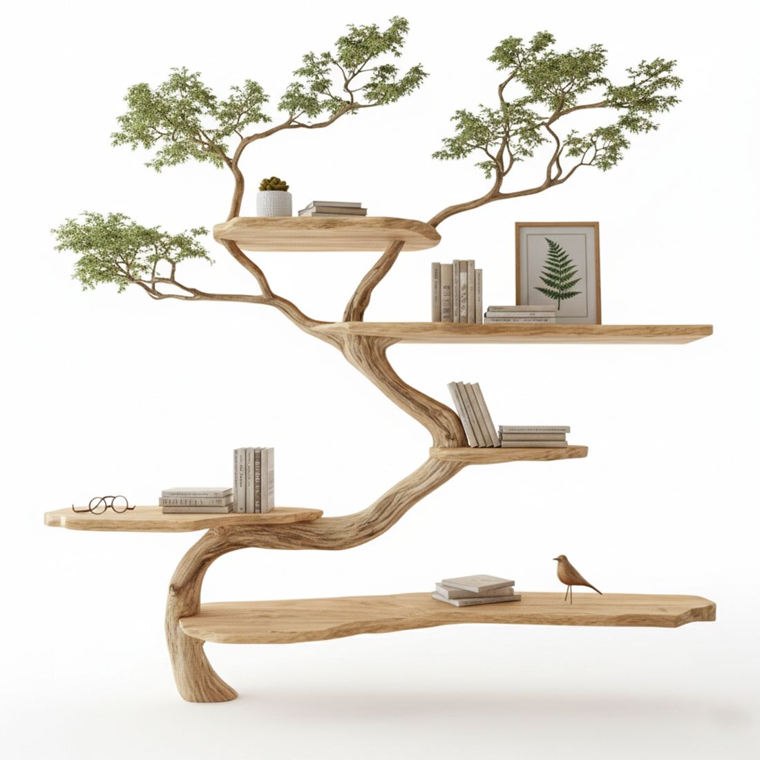 Handcrafted Tree Corner Bookcase Natural Wood - Adult & Kids T-Shirts, Sweatshirts & Hoodies apparel design preview 1