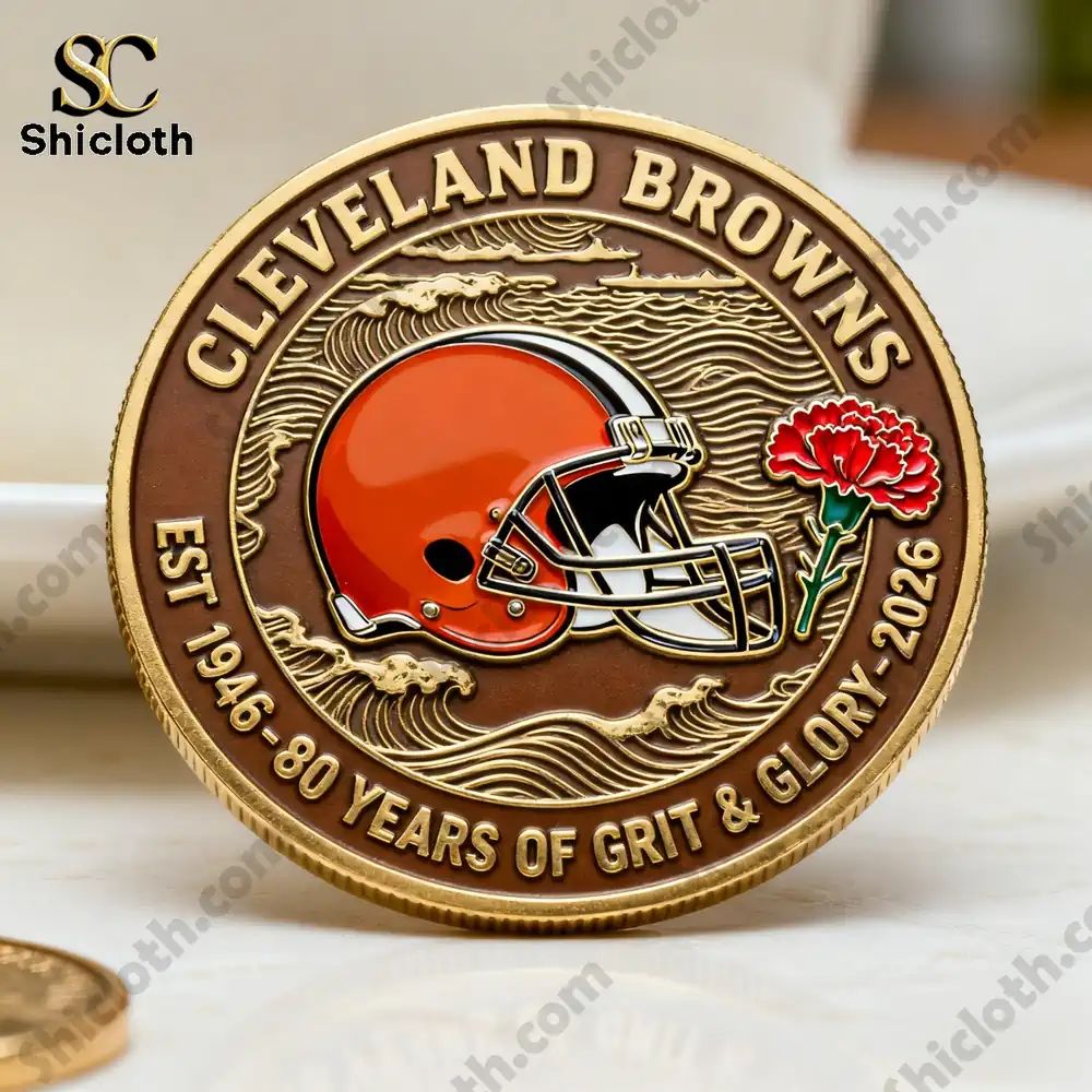 Cleveland Browns 80th Anniversary Commemorative Coin - Adult & Kids T-Shirts, Sweatshirts & Hoodies apparel design preview 1