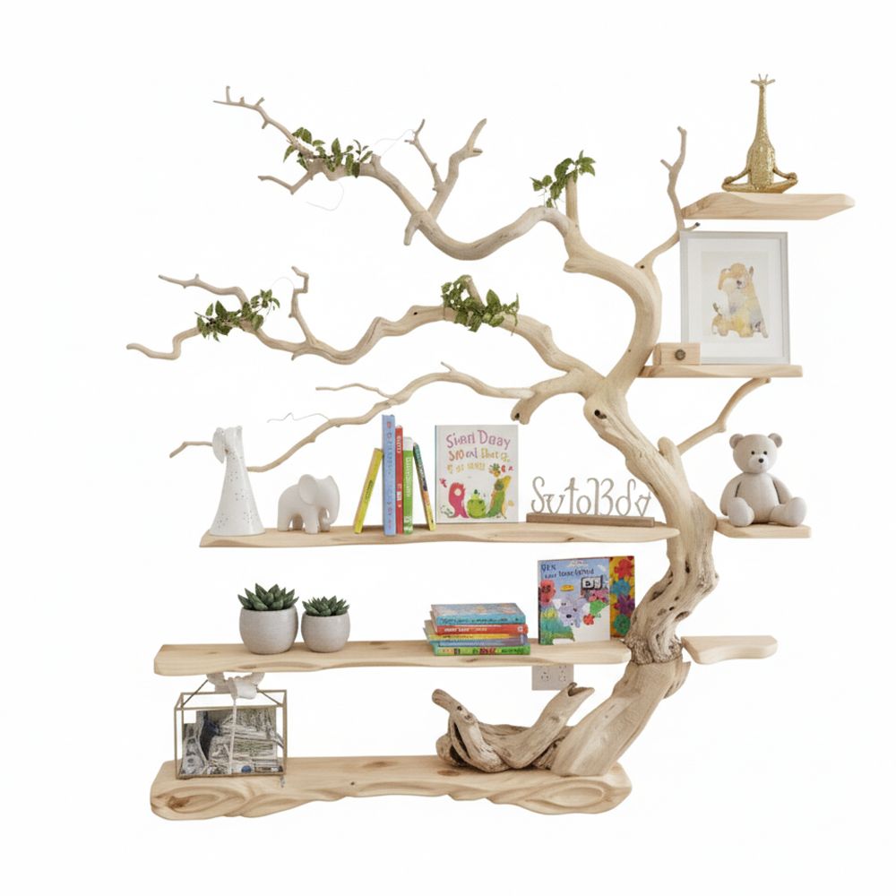 Tree Branch Bookshelf Live Edge Floating Bookcase, - Adult & Kids T-Shirts, Sweatshirts & Hoodies apparel design preview 1