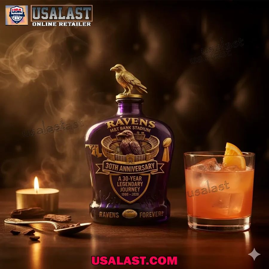 Baltimore Ravens 30th Anniversary Whiskey Decanter - Adult & Kids T-Shirts, Sweatshirts & Hoodies apparel design preview 1
