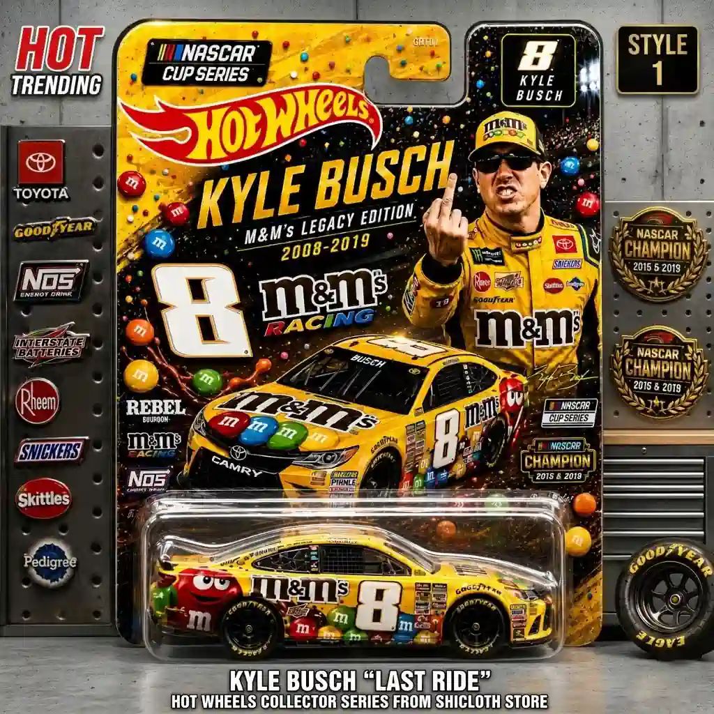 Kyle Busch 'Last Ride' Hot Wheels Collector Series - Adult & Kids T-Shirts, Sweatshirts & Hoodies apparel design preview 1