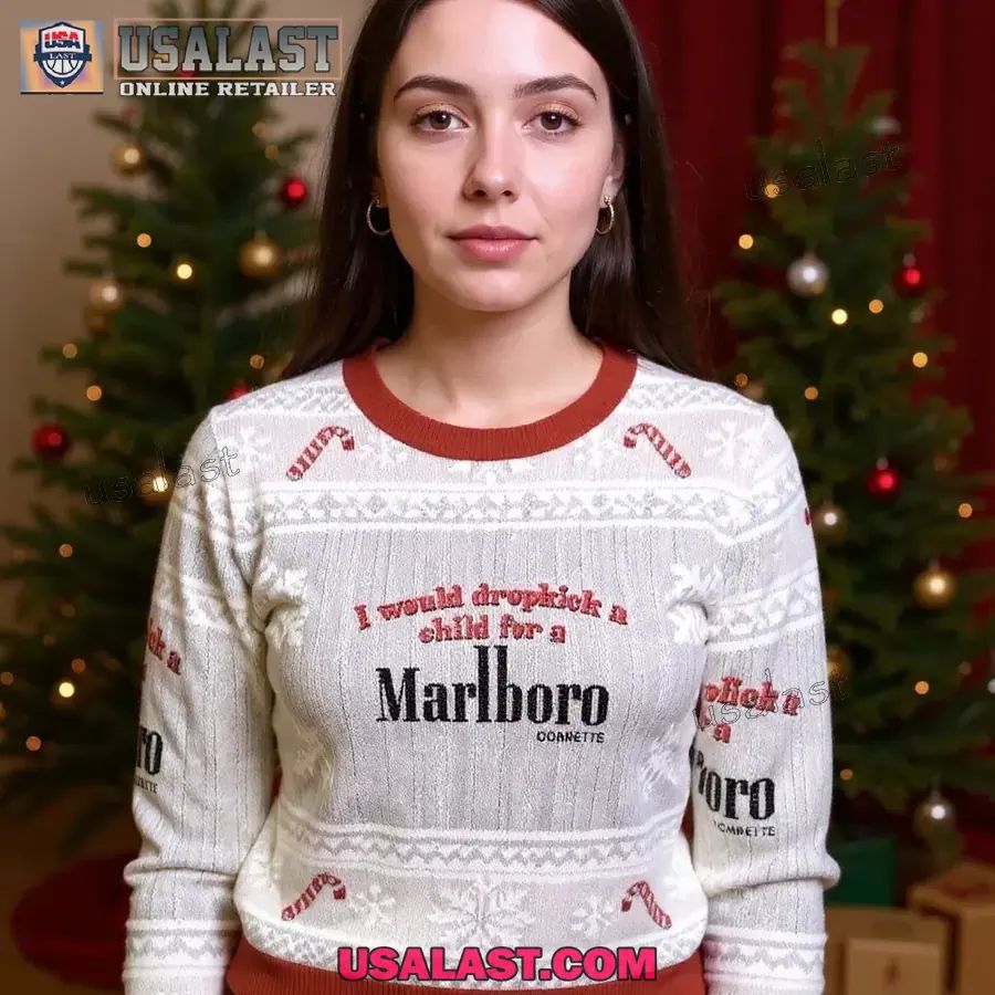 I Would Dropkick A Child For Cigarette Christmas Ugly - Adult & Kids T-Shirts, Sweatshirts & Hoodies apparel design preview 1