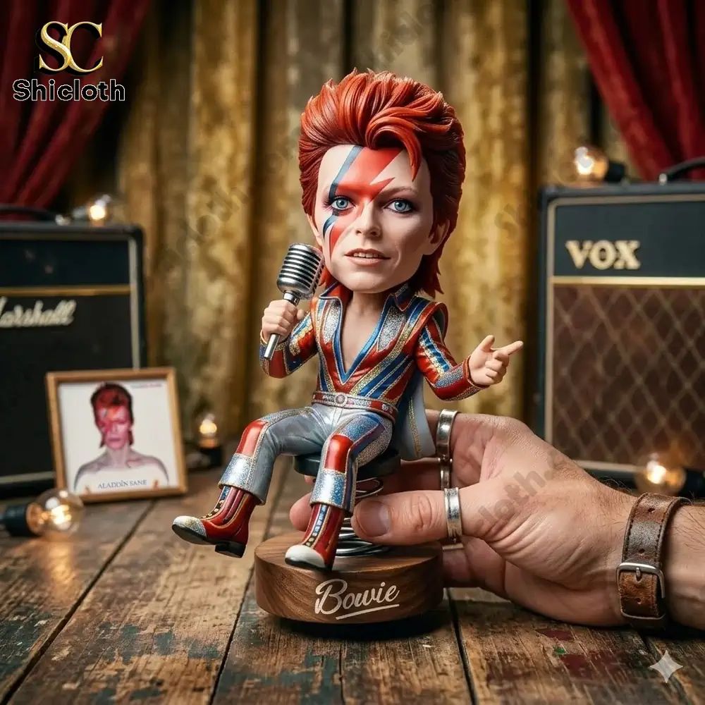 David Bowie "Ziggy Stardust" Bobblehead - Adult & Kids T-Shirts, Sweatshirts & Hoodies apparel design preview 1