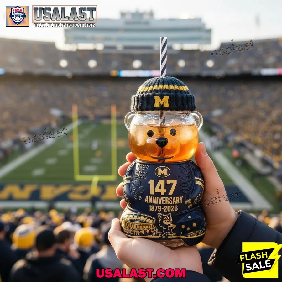 Michigan Wolverines 147th Anniversary 1879-2026 Bear - Adult & Kids T-Shirts, Sweatshirts & Hoodies apparel design preview 1