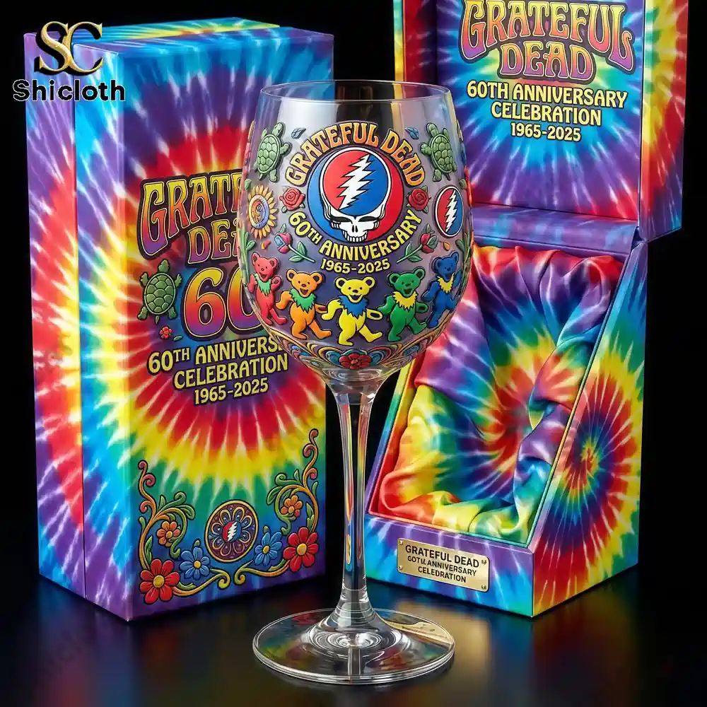 Grateful Dead 60th Anniversary Commemorative Glass - Adult & Kids T-Shirts, Sweatshirts & Hoodies apparel design preview 1