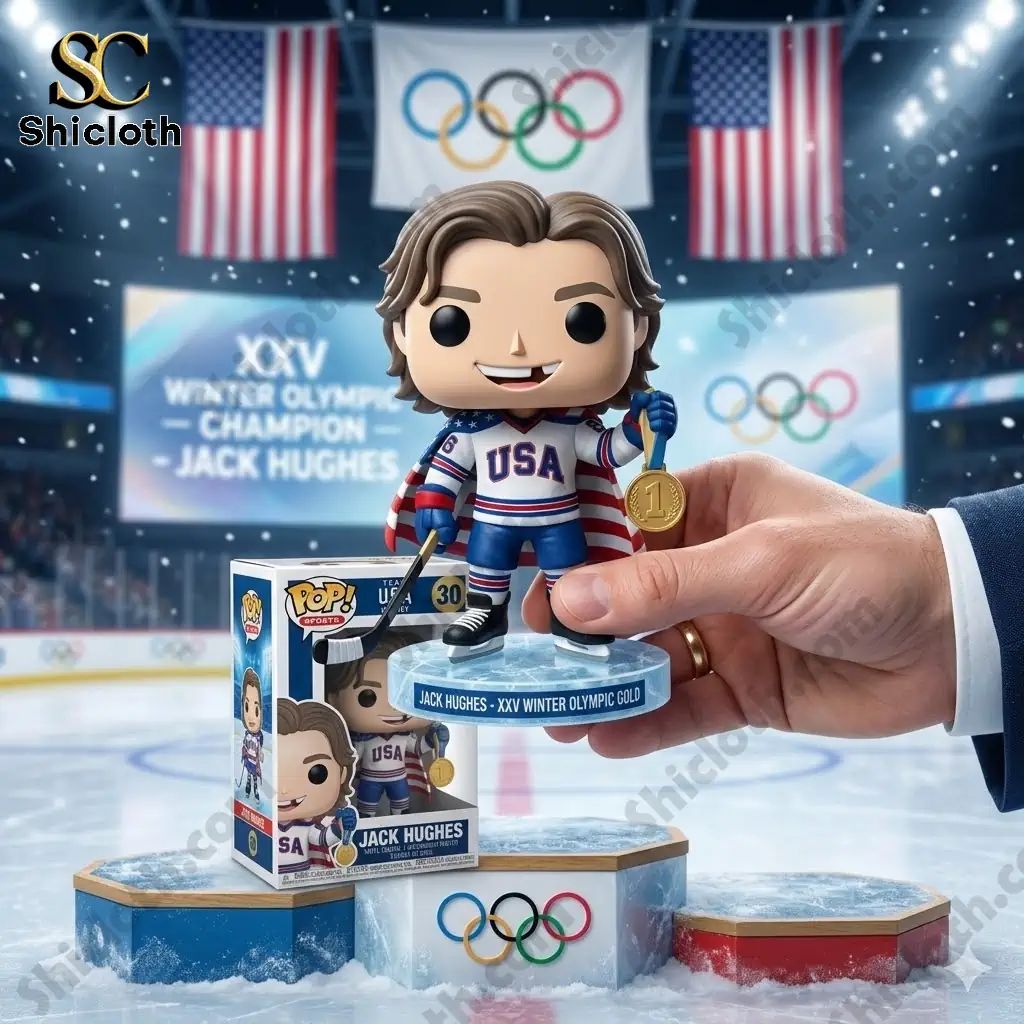 Jack Hughes 2026 Winter Olympic Gold Commemorative - Adult & Kids T-Shirts, Sweatshirts & Hoodies apparel design preview 1