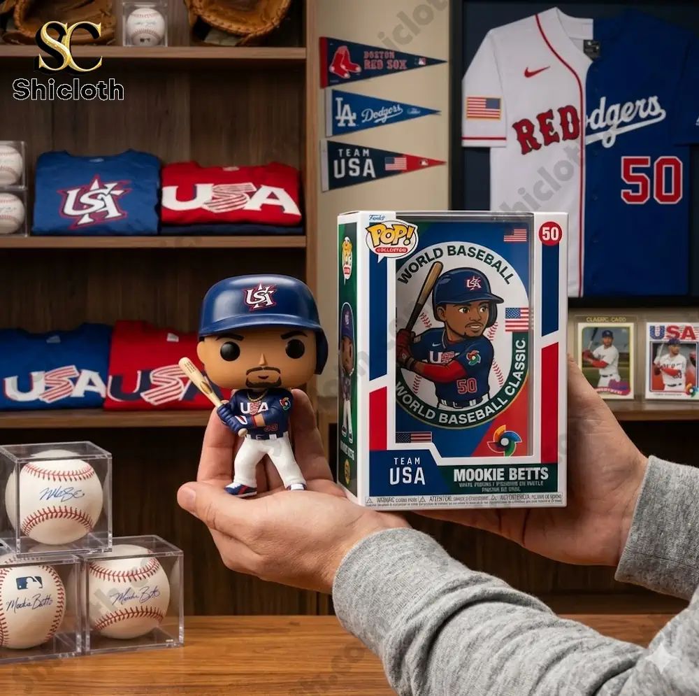 Team USA World Baseball Classic Mookie Betts Funko - Adult & Kids T-Shirts, Sweatshirts & Hoodies apparel design preview 1