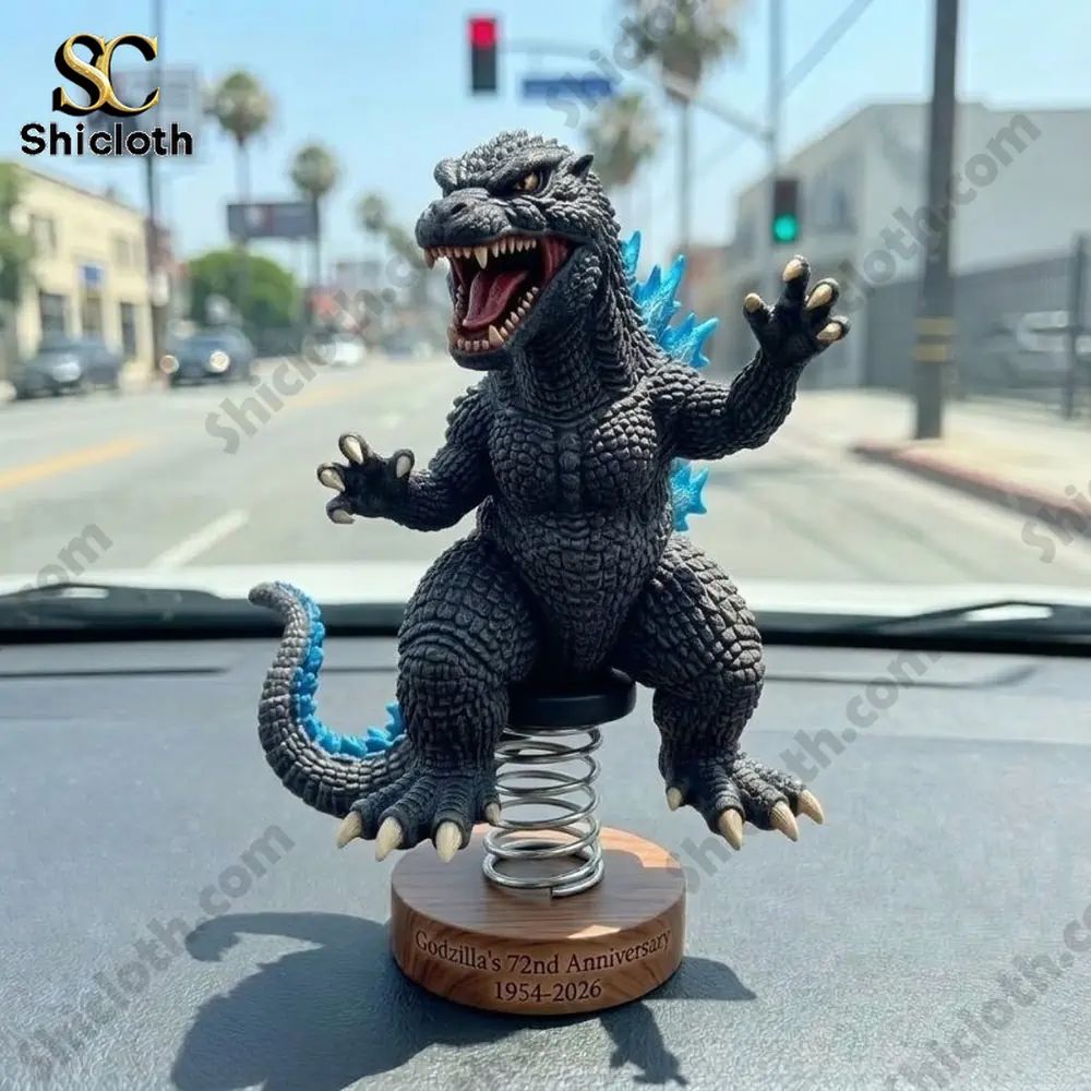 Godzilla 72nd Anniversary Commemorative Bobblehead - Adult & Kids T-Shirts, Sweatshirts & Hoodies apparel design preview 1