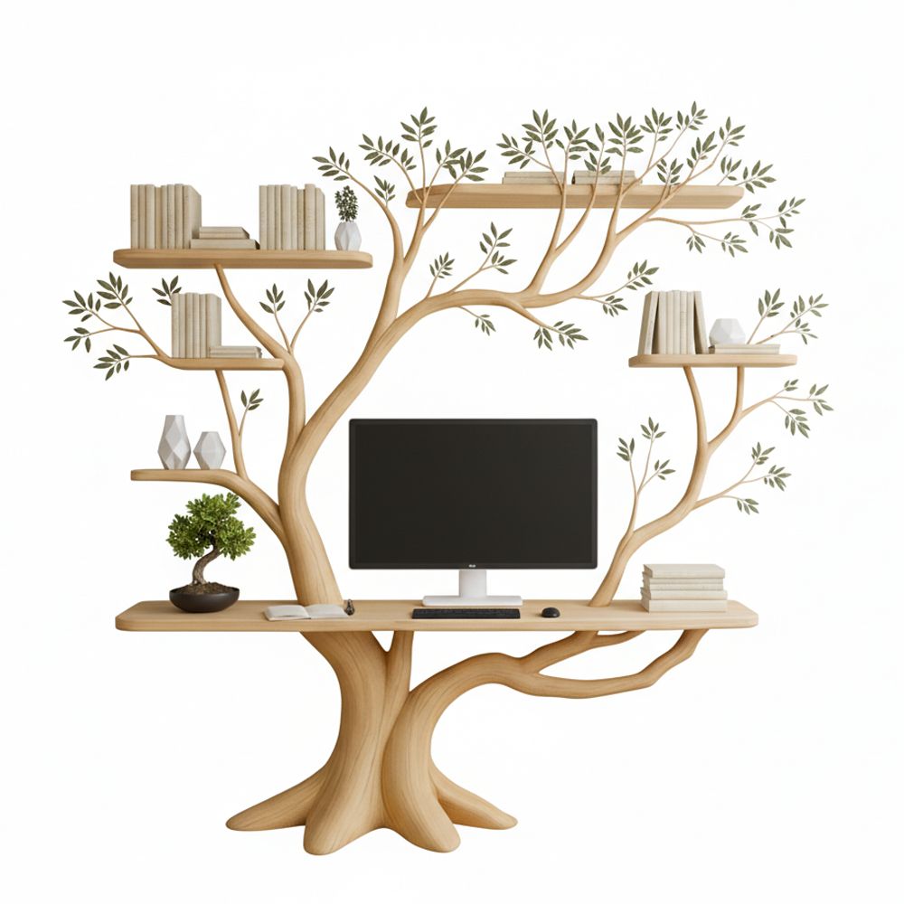 Handmade Tree-Shaped Desk Solid Wood Workspace with - Adult & Kids T-Shirts, Sweatshirts & Hoodies apparel design preview 1