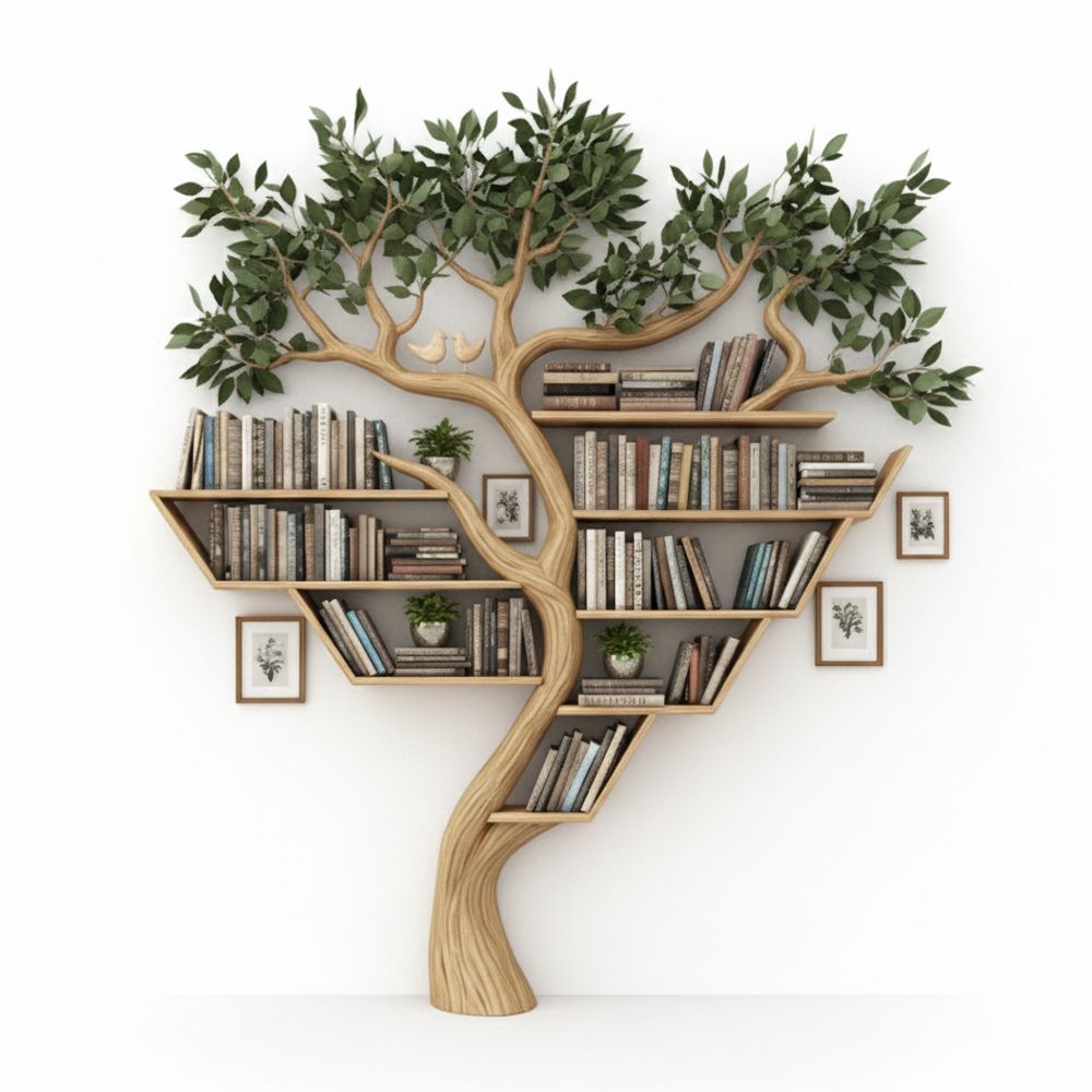 Rustic Tree Bookshelf Handcrafted Solid Wood - Adult & Kids T-Shirts, Sweatshirts & Hoodies apparel design preview 1