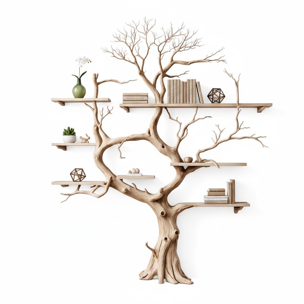 Minimalist Tree-Shaped Corner Bookshelf Handcrafted - Adult & Kids T-Shirts, Sweatshirts & Hoodies apparel design preview 1