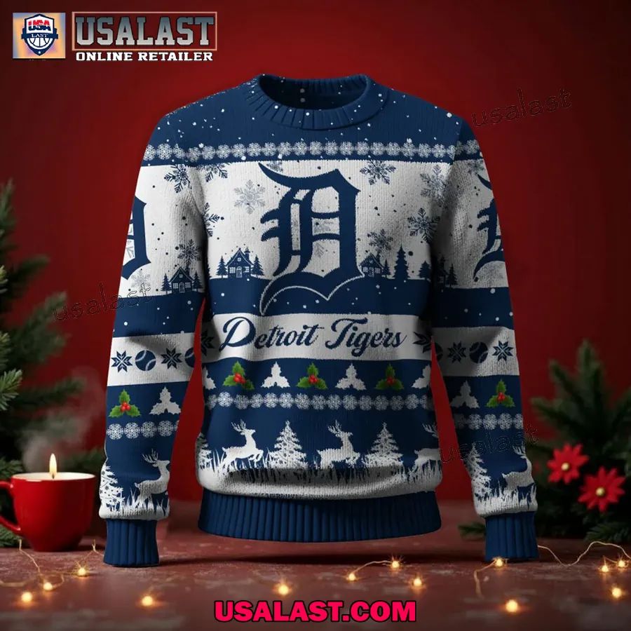 Detroit Tigers Ugly Christmas Sweater Jumper - Adult & Kids T-Shirts, Sweatshirts & Hoodies apparel design preview 1