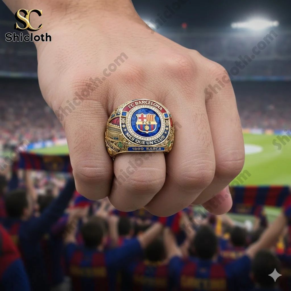 Barcelona FC Est 1899 Championship Custom Rings - Adult & Kids T-Shirts, Sweatshirts & Hoodies apparel design preview 1