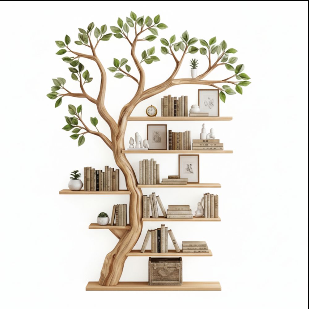 Freestanding Tree Bookshelf Handcrafted Wooden - Adult & Kids T-Shirts, Sweatshirts & Hoodies apparel design preview 1