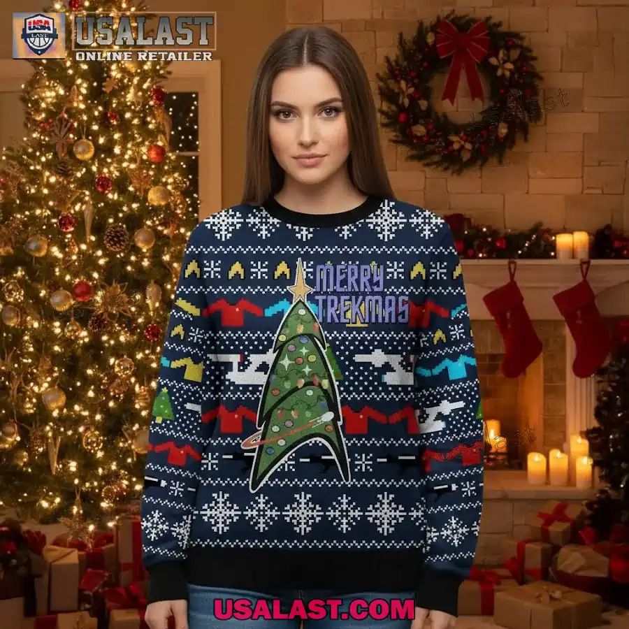 Merry Trekmas Ugly Christmas Sweater - Adult & Kids T-Shirts, Sweatshirts & Hoodies apparel design preview 1