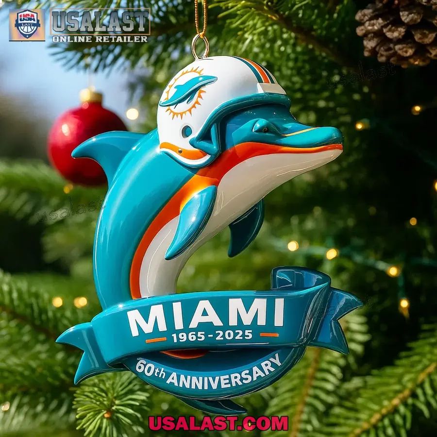 Miami Dolphins 60th Anniversary Keepsake Ornament - Adult & Kids T-Shirts, Sweatshirts & Hoodies apparel design preview 1