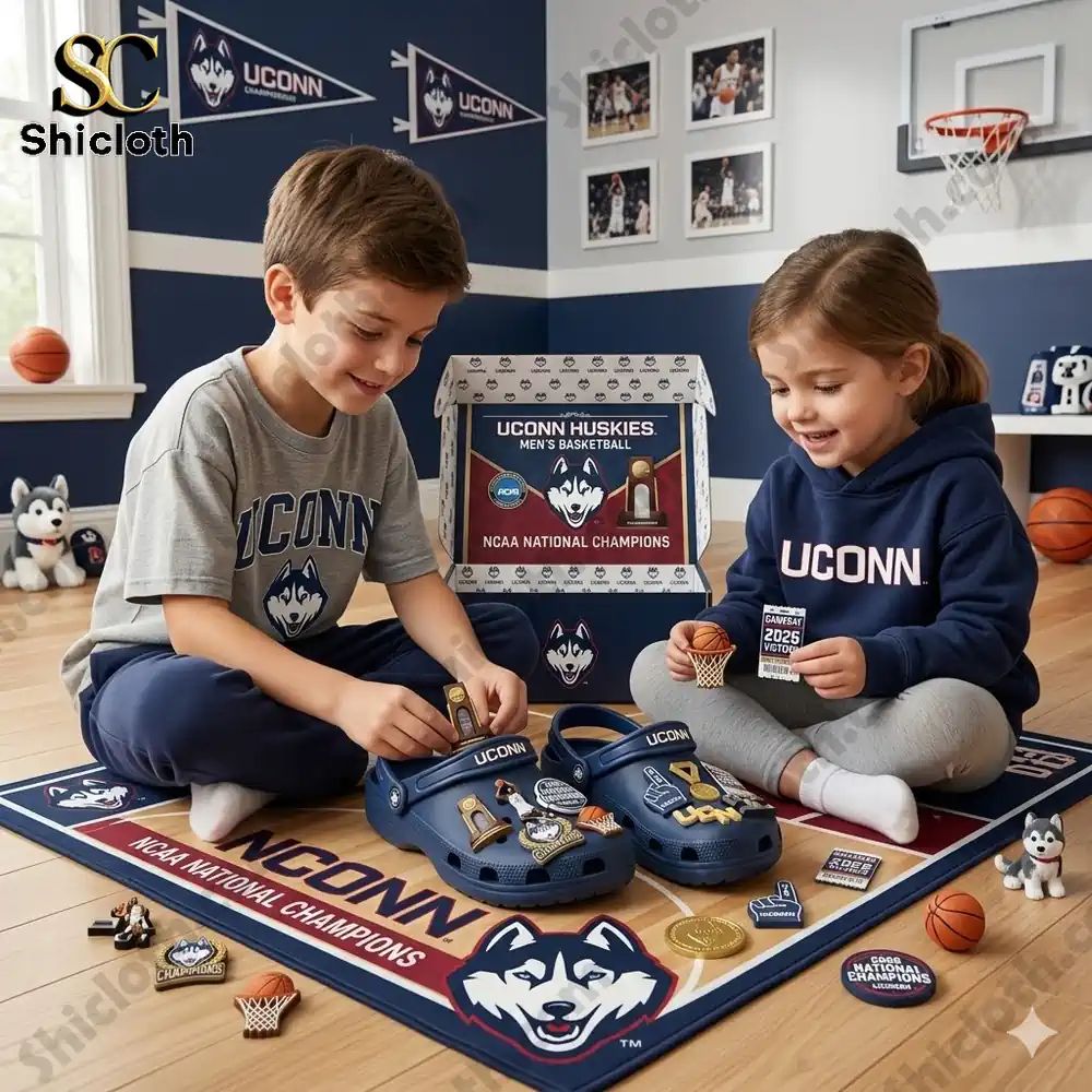 UConn Huskies National Champions 2026 Clogs Crocs - Adult & Kids T-Shirts, Sweatshirts & Hoodies apparel design preview 1