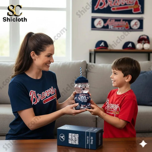 Atlanta Braves Anniversary Bear Drinkware - Adult & Kids T-Shirts, Sweatshirts & Hoodies apparel design preview 1