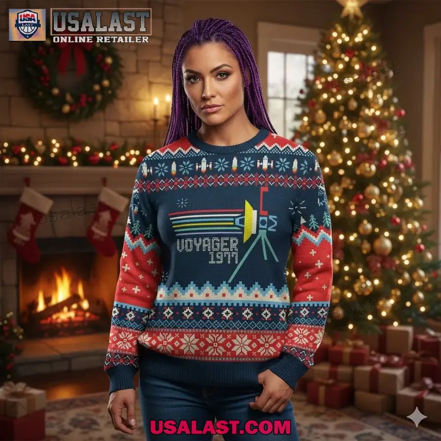 NASA Voyager Spacecraft Ugly Christmas Sweater - Adult & Kids T-Shirts, Sweatshirts & Hoodies apparel design preview 1