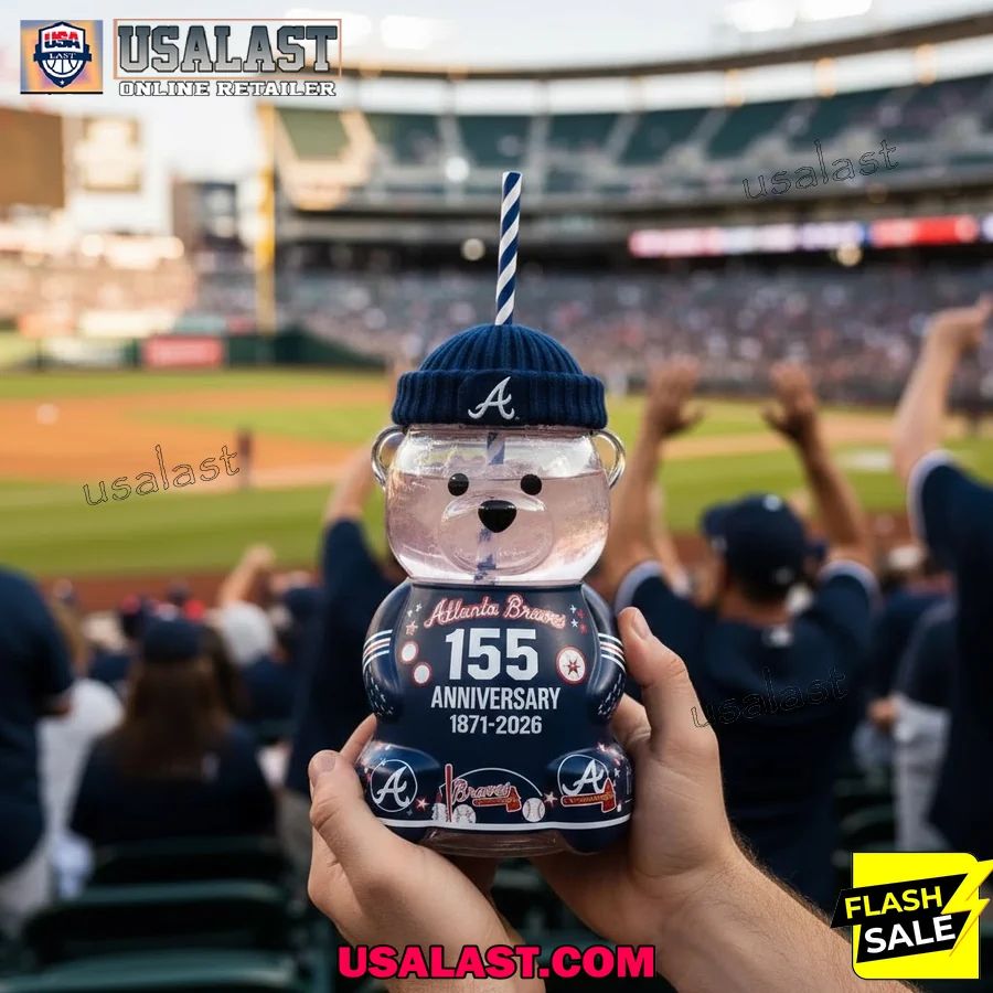 Atlanta Braves 155th Anniversary 1871-2026 Bear Glass - Adult & Kids T-Shirts, Sweatshirts & Hoodies apparel design preview 1