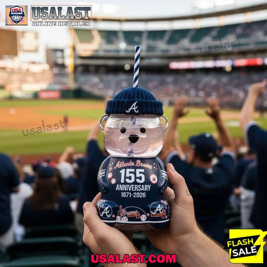 Atlanta Braves 155th Anniversary 1871-2026 Bear Glass - Adult & Kids T-Shirts, Sweatshirts & Hoodies apparel design preview 1