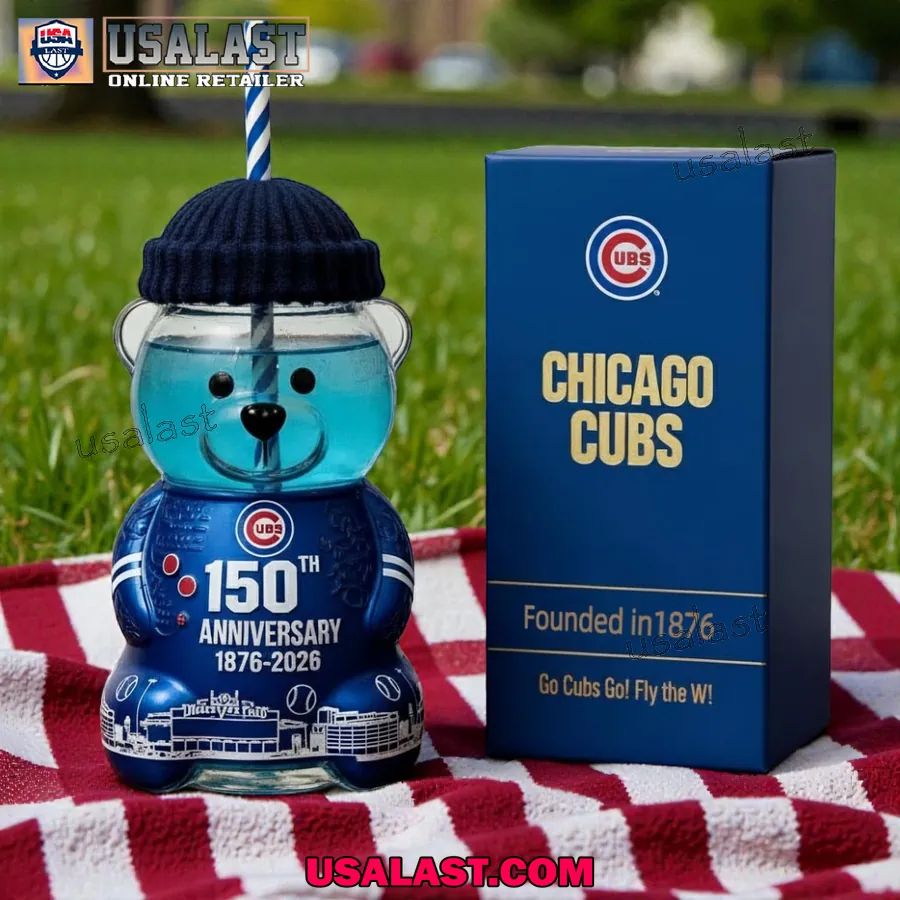 Chicago Cubs 150th Anniversary Collectible Bear Glass - Adult & Kids T-Shirts, Sweatshirts & Hoodies apparel design preview 1