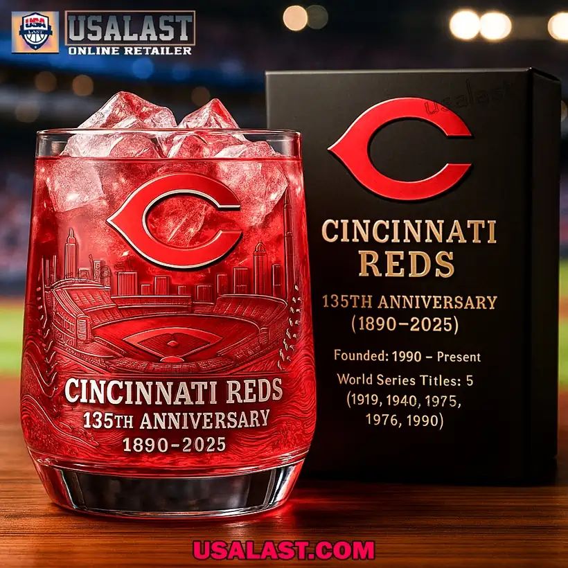 Cincinnati Reds 135th Anniversary Wine Glass - Adult & Kids T-Shirts, Sweatshirts & Hoodies apparel design preview 1