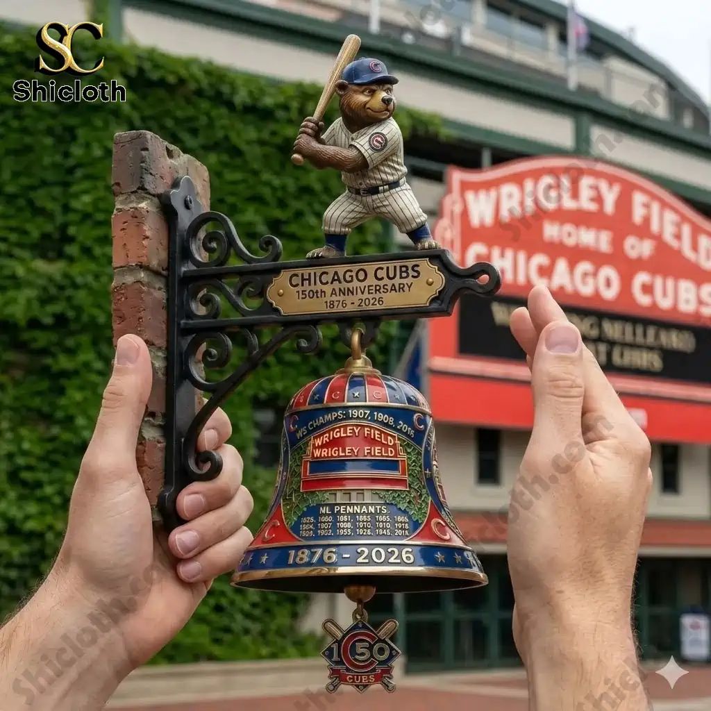 Chicago Cubs 150th Anniversary 3D Wall Bell - Adult & Kids T-Shirts, Sweatshirts & Hoodies apparel design preview 1