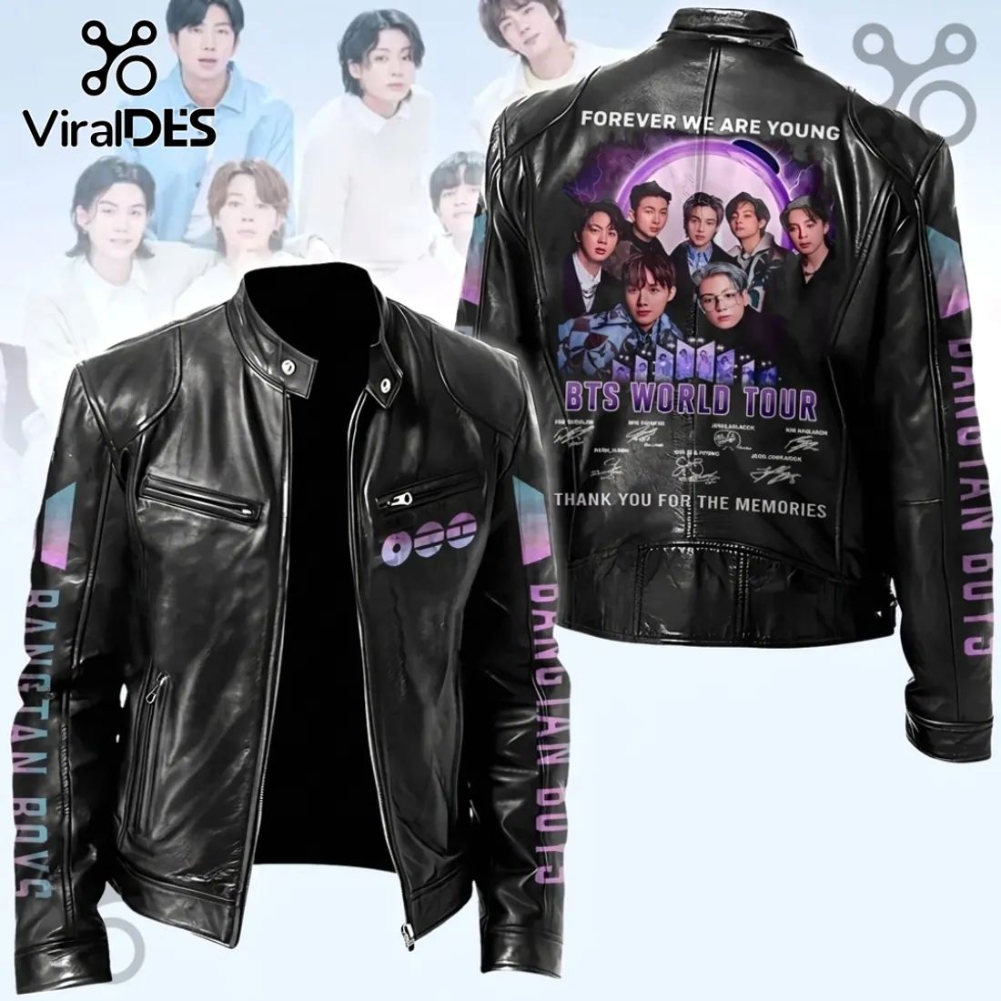 BTS World Tour Black Leather Jacket 2026 - Adult & Kids T-Shirts, Sweatshirts & Hoodies apparel design preview 1