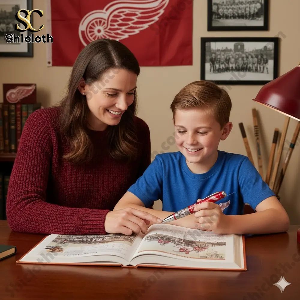 Hockey Team Detroit Red Wings 100Th Anniversary Pen - Adult & Kids T-Shirts, Sweatshirts & Hoodies apparel design preview 1
