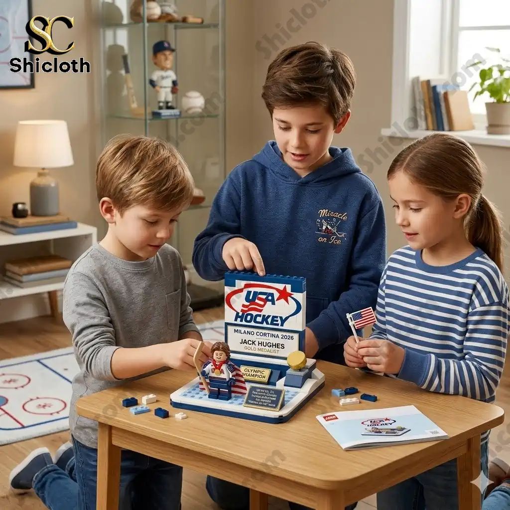 Jack Hughes USA Hockey 2026 Olympic Gold Medalist - Adult & Kids T-Shirts, Sweatshirts & Hoodies apparel design preview 1