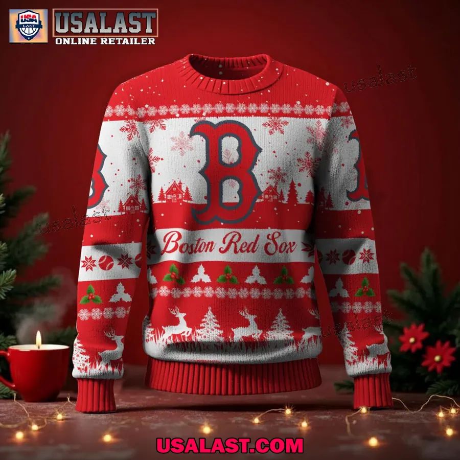 Boston Red Sox Ugly Christmas Sweater Jumper - Adult & Kids T-Shirts, Sweatshirts & Hoodies apparel design preview 1