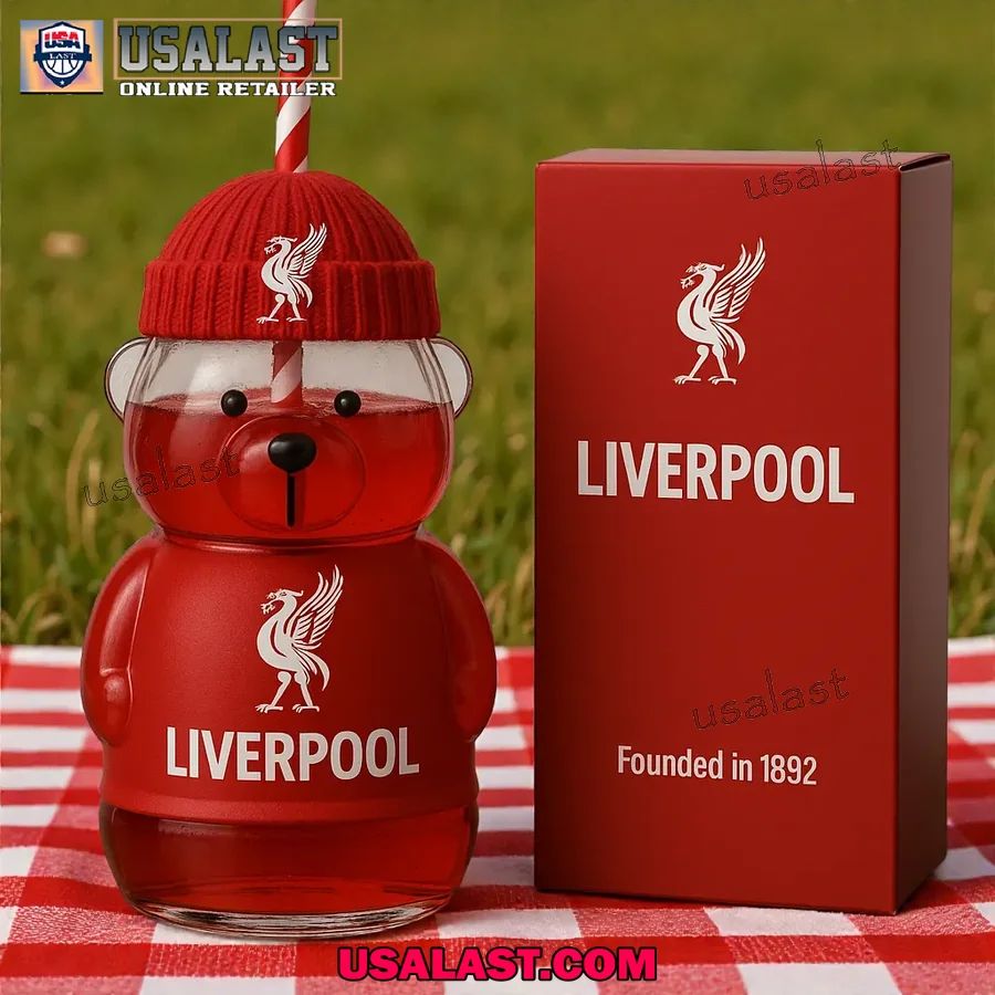 Liverpool FC Bear Glass Cup Drinkware - Adult & Kids T-Shirts, Sweatshirts & Hoodies apparel design preview 1