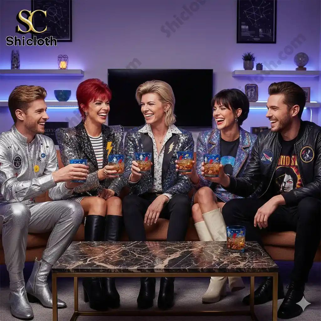 David Bowie 1972 Starman Commemorative Edition Glass - Adult & Kids T-Shirts, Sweatshirts & Hoodies apparel design preview 1