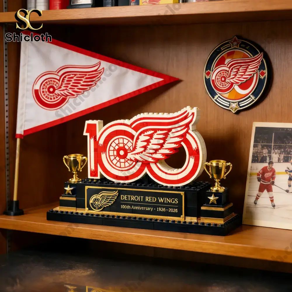 Red Wings 100th Anniversary Brick Display Set - Adult & Kids T-Shirts, Sweatshirts & Hoodies apparel design preview 1