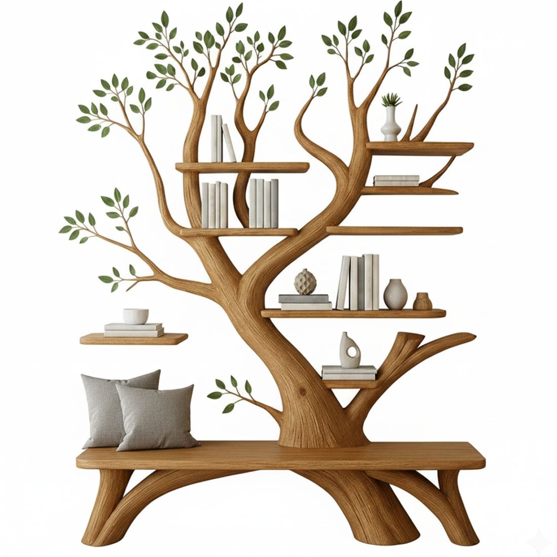 Handcrafted Tree Bookshelf Bench Set - Adult & Kids T-Shirts, Sweatshirts & Hoodies apparel design preview 1