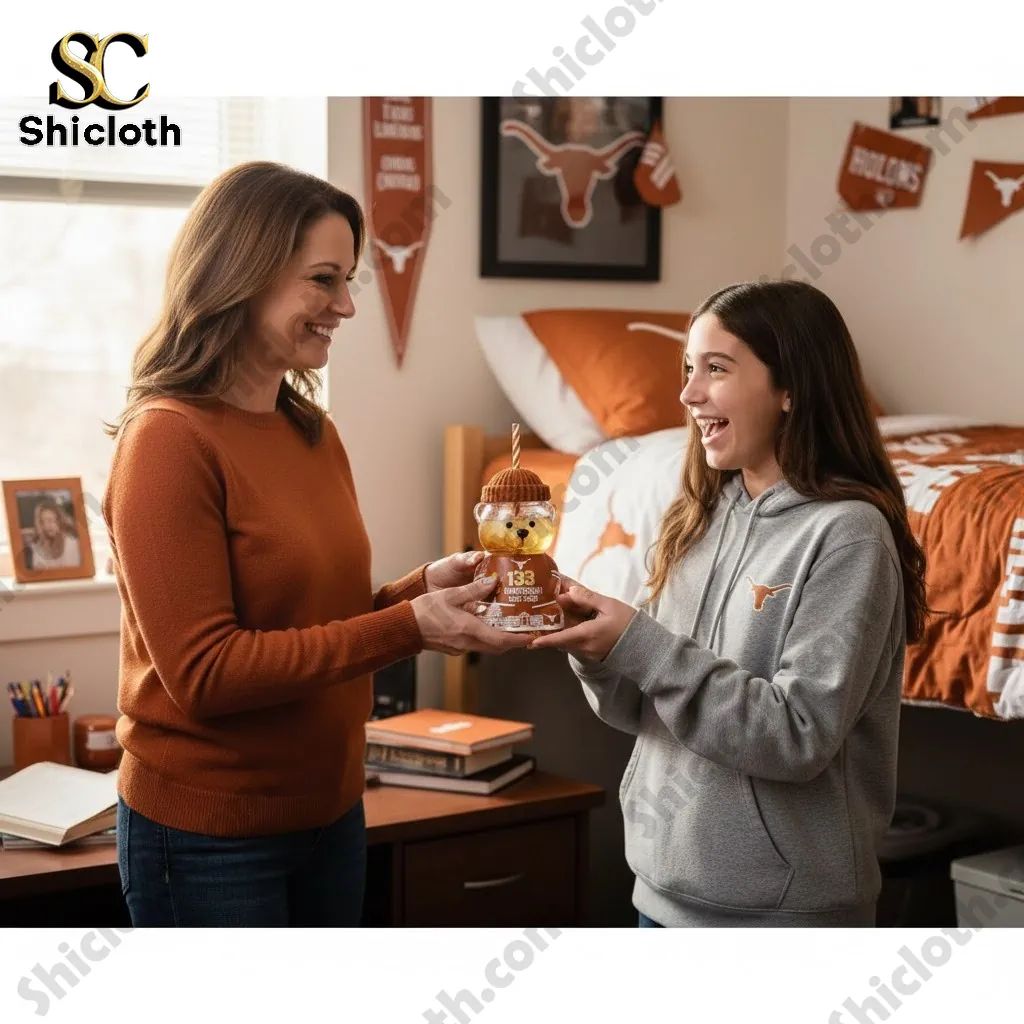 Texas Longhorns Anniversary Bear Cup - Adult & Kids T-Shirts, Sweatshirts & Hoodies apparel design preview 1