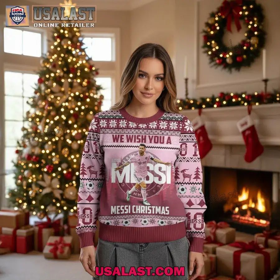 M10 We Wish You A Messi Christmas Ugly Sweater - Adult & Kids T-Shirts, Sweatshirts & Hoodies apparel design preview 1