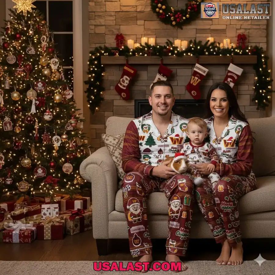Washington Commanders Plaid Button Pajamas Set - Adult & Kids T-Shirts, Sweatshirts & Hoodies apparel design preview 1